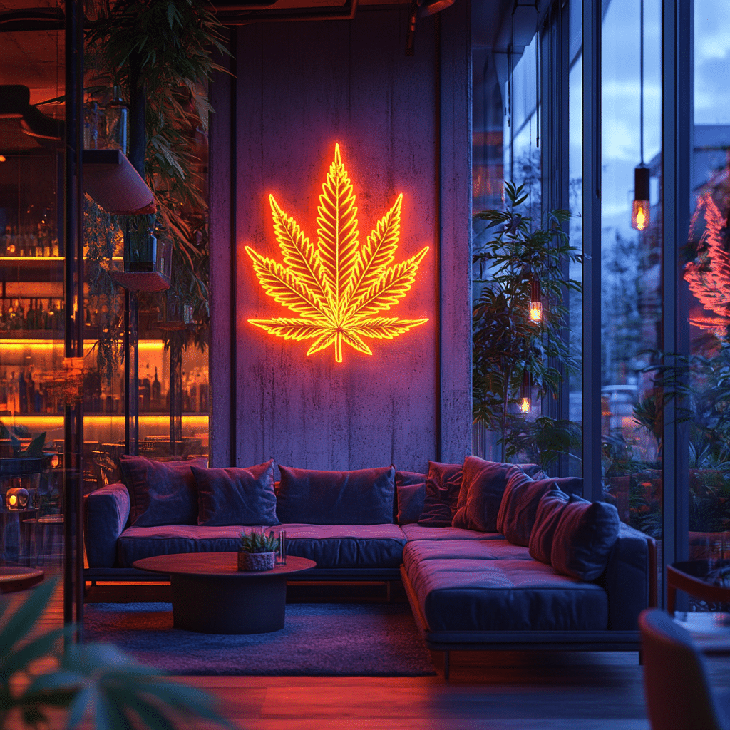 yassineadardour_Modern_cannabis_social-club_lounge_interior_a_5af0d25c-aac3-4703-945a-44cf57fd647d_1 EntryClubPass
Modern cannabis lounge with neon leaf sign in warm lighting you can get access with our cannabis club pass